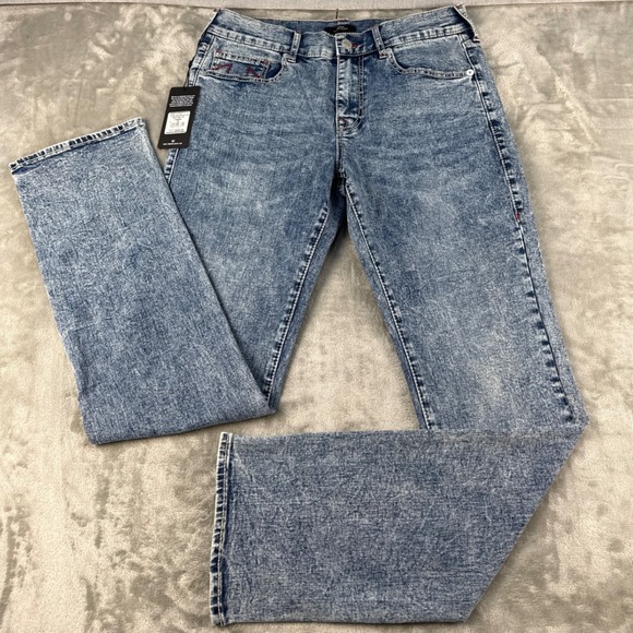 True Religion Other - True Religion Jeans Mens 33 Ricky Big T NF Blue Acid Wash Straight NEW